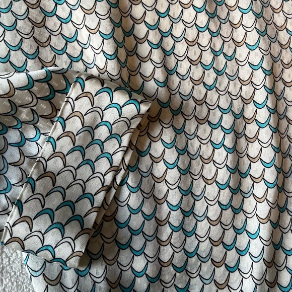 Talbots blouse, blue and silver crescent design. Loose-fitting. Sz Medium - Picture 2 of 3